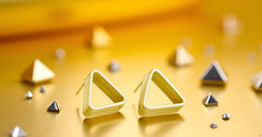 EL ARO Gunmetal & Gold Tiered Triangle Stud Earrings