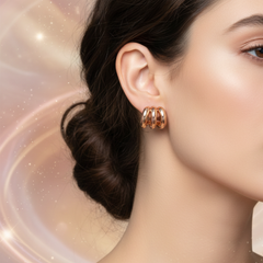EL ARO Rose Gold Triple-Band Mini Hoop Stud Earrings