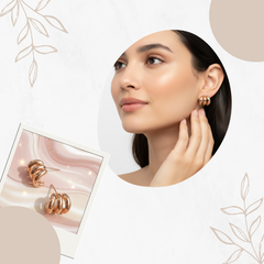 EL ARO Rose Gold Triple-Band Mini Hoop Stud Earrings