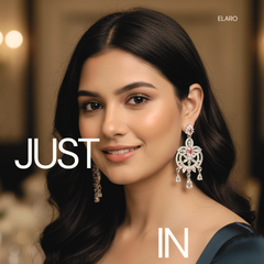 EL ARO Pink Blossom Dangle Earrings — Silver CZ Chandelier Drop
