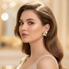 Elaro Aurelia Studs — Gold CZ Floral Cluster Stud Earrings