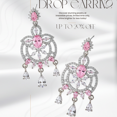 EL ARO Pink Blossom Dangle Earrings — Silver CZ Chandelier Drop