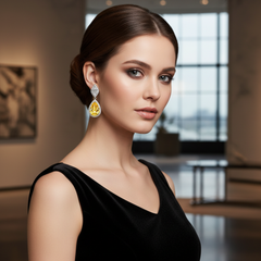 Elegant Pear-Cut Blue Sapphire Dangle Earrings - Silver Tone Halo Drops