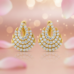 EL ARO Oscar Winner Diamond C Style Stud Earrings feature a multi-layered