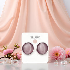 EL ARO Black Onyx Round Button Stud Earrings — Silver Bezel Setting