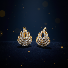 EL ARO Oscar Winner Diamond C Style Stud Earrings feature a multi-layered