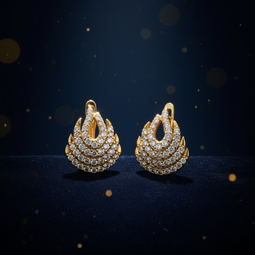 EL ARO Oscar Winner Diamond C Style Stud Earrings feature a multi-layered