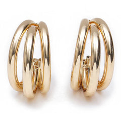 EL ARO Gold Triple Layered Chunky Hoop Earrings — Everyday Luxury