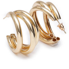 EL ARO Gold Triple Layered Chunky Hoop Earrings — Everyday Luxury