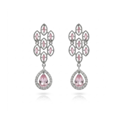 Elegant Pink Morganite Drop Earrings – Sterling Silver Marquise Dangle Earrings For Women