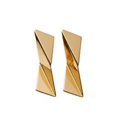EL ARO Gold Mirror-Finish Folded Triangle Geometric Stud Earrings