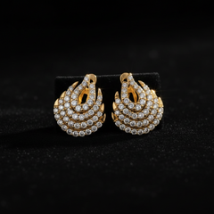 EL ARO Oscar Winner Diamond C Style Stud Earrings feature a multi-layered