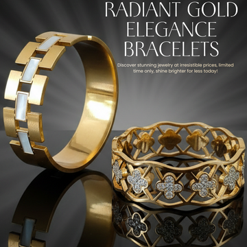 EL ARO Radiant Gold Elegance Bracelet — Mother-of-Pearl & CZ Clover Bangles