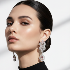 Elegant Pink Morganite Drop Earrings – Sterling Silver Marquise Dangle Earrings For Women