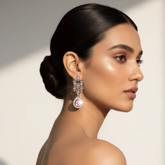 Elegant Pink Morganite Drop Earrings – Sterling Silver Marquise Dangle Earrings For Women