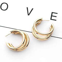 EL ARO Gold Triple Layered Chunky Hoop Earrings — Everyday Luxury
