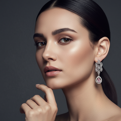 Elegant Pink Morganite Drop Earrings – Sterling Silver Marquise Dangle Earrings For Women