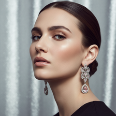 Elegant Pink Morganite Drop Earrings – Sterling Silver Marquise Dangle Earrings For Women