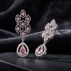 Elegant Pink Morganite Drop Earrings – Sterling Silver Marquise Dangle Earrings For Women