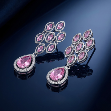 Elegant Pink Morganite Drop Earrings – Sterling Silver Marquise Dangle Earrings For Women