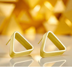 EL ARO Gunmetal & Gold Tiered Triangle Stud Earrings