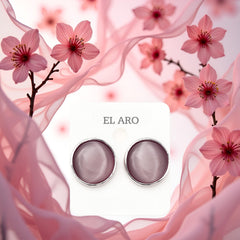 EL ARO Black Onyx Round Button Stud Earrings — Silver Bezel Setting