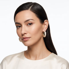 EL ARO Elegant Gold Tear-Drop Hoop Earrings with Encrusted Pavé Zirconia Stones