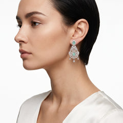 EL ARO Pink Blossom Dangle Earrings — Silver CZ Chandelier Drop