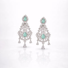 EL ARO Pink Blossom Dangle Earrings — Silver CZ Chandelier Drop