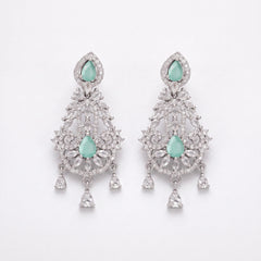 EL ARO Pink Blossom Dangle Earrings — Silver CZ Chandelier Drop