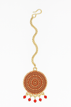 EL ARO Vintage Antique Gold Starburst Jhumka Earrings with Black Beads