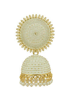 EL ARO Vintage Antique Gold Starburst Jhumka Earrings with Black Beads
