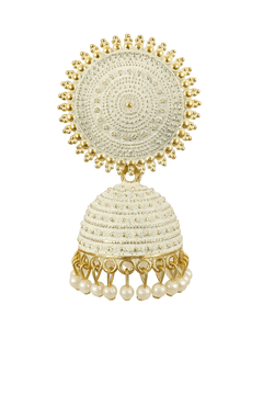 EL ARO Vintage Antique Gold Starburst Jhumka Earrings with Black Beads