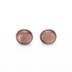 EL ARO Black Onyx Round Button Stud Earrings — Silver Bezel Setting