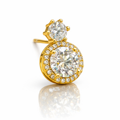 Elaro Luxury Pearl & CZ Halo Drop Earrings — Gold Bridal Collection