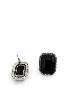 EL ARO Vintage Silver Emerald-Cut Green Crystal Stud Earrings with Marcasite Border