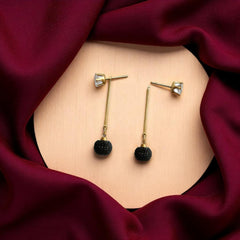 EL ARO Gold & Black Crystal Ball Drop Earrings