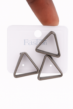 EL ARO Gunmetal & Gold Tiered Triangle Stud Earrings