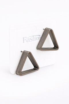 EL ARO Gunmetal & Gold Tiered Triangle Stud Earrings