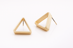 EL ARO Gunmetal & Gold Tiered Triangle Stud Earrings