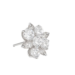 EL ARO  Silver CZ Floral Cluster Stud Earrings