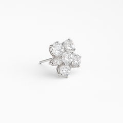 EL ARO  Silver CZ Floral Cluster Stud Earrings