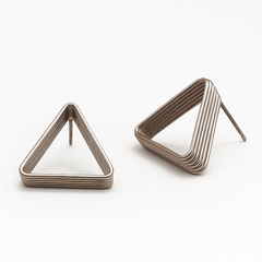 EL ARO Gunmetal & Gold Tiered Triangle Stud Earrings