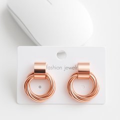EL ARO Modern Textured Multi-Ring Geometric Drop Stud Earrings for Women