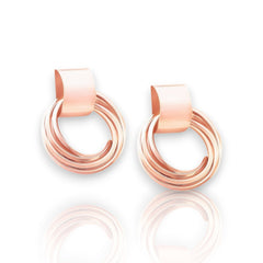 EL ARO Modern Textured Multi-Ring Geometric Drop Stud Earrings for Women