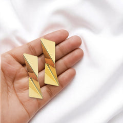 EL ARO Gold Mirror-Finish Folded Triangle Geometric Stud Earrings