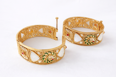 Elephant Motif Nakshi Kada pair  and Rajwadi Mother of Pearl Meenakari Kada pair.