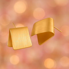 EL ARO Gold Brushed Matte Folded Square Sculptural Stud Earrings