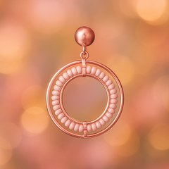 EL ARO Rose Gold Beaded Circle Hoop Drop Earrings