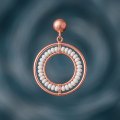 EL ARO Rose Gold Beaded Circle Hoop Drop Earrings